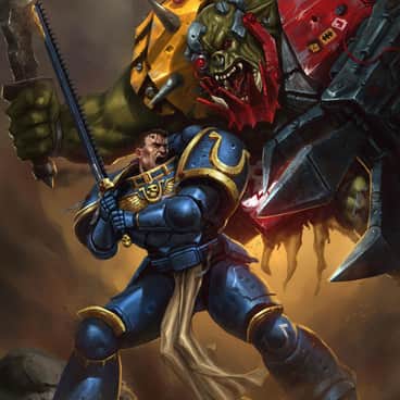 Ultramarine vs Warboss by Salvador Trakal (SalvadorTrakal | salvador_trakal | SalvaTrakalART)