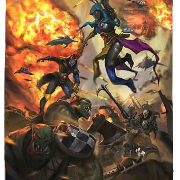 Harlequin vs Orks by Unknown Artists