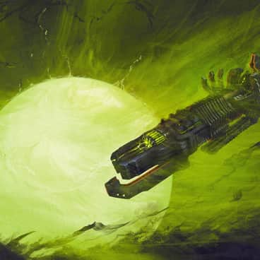 Necronian Destroyer Spaceship by Dmitrii Ustinov (nightdrawinger)