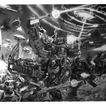 Space Wolves vs. T’au by Adrian Smith (adriansmithartist)