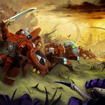 T’au Battlesuits vs Tyranids by Unknown Artists