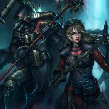 Tech-Priest Inquisitor Remleiz and Acolyte Naerina by L J Koh (koh_lj)
