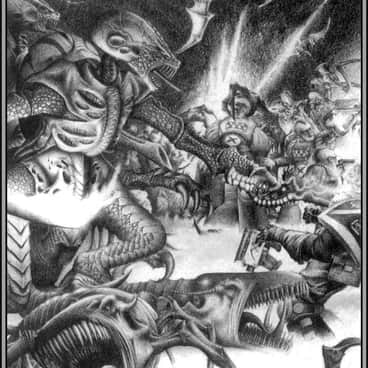Tyranids vs Space Marine Scouts by Adrian Smith (adriansmithartist)