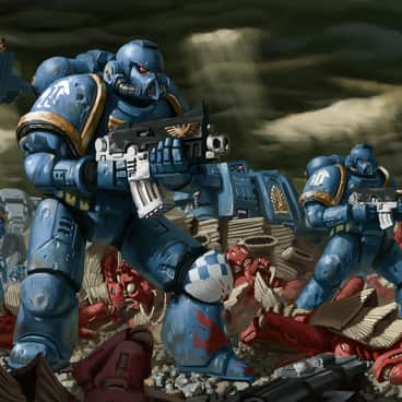 Ultramarines Fighting the Tyranids by Peter Tozer