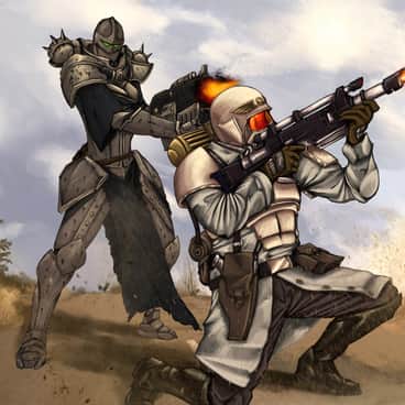 Battle Sister and Guardsman by Yuri Melentev (yurimelentev)