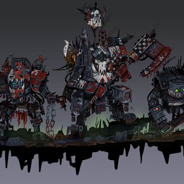 Ork Dred Warboss and Nobz by Wolfdawg Art (Wolfdawgartcorner | WolfdawgArt)