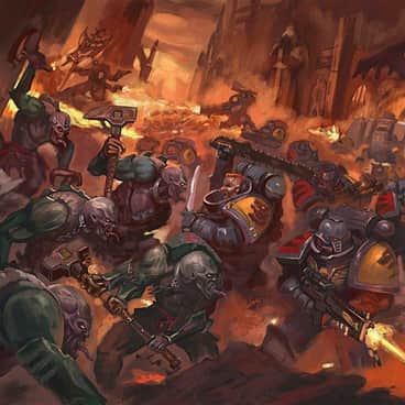 Genestealer Cult vs Space Wolves by Drew Cichy (drewcichyart)