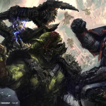 Raven Guard Fighting Orks by Dmitry Brushray (brushray | art_bruray)