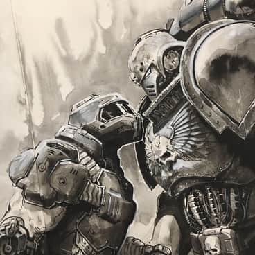 Doom Guy VS Space Marine by Thomas Elliott (thomas.elliott.art | telliottart)