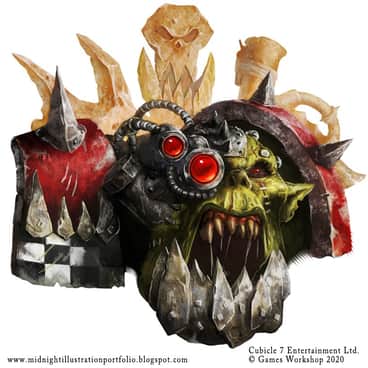 Ork Warboss Portrait by Sam Manley (sammanley | midnightillustration)