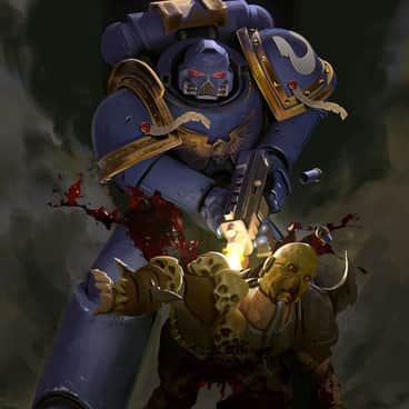 Ultramarine vs Chaos Cultist by Sammy Khalid (ChiGG | sammykhalid)