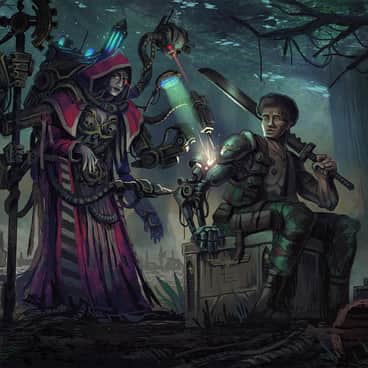 Tech-priest fixes up a Catachan Guardsmen by Márton Kapoli (notramilopak | kapoli_marton)