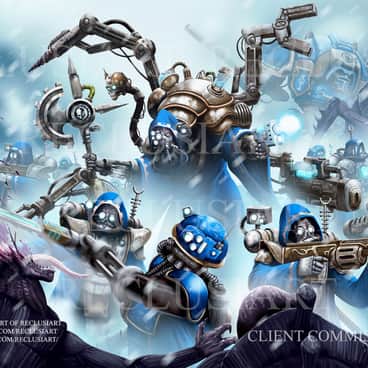 Mechanicus vs Tyranids by Reclusiart