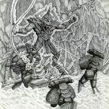 Bloodthirster vs Space Marines by Tony Ackland (Anthony Ackland)