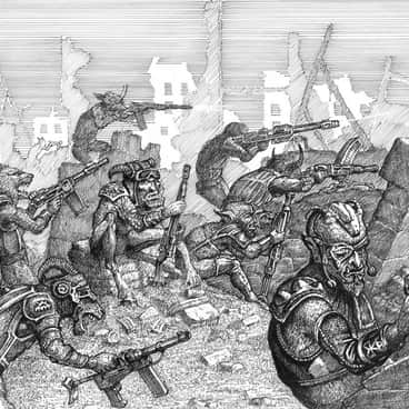 Khorne Beastmen by Tony Ackland (Anthony Ackland)