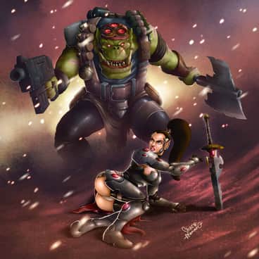 Banshee vs Ork by Christopher Regalario (shinsirhcart | Shin Sirhc)