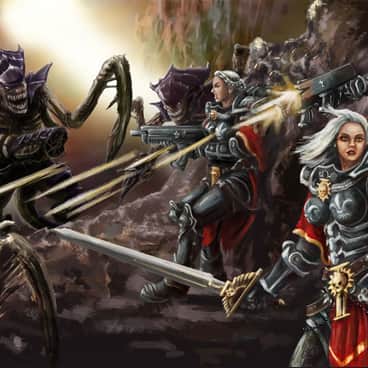Sisters of Battle vs Tyranids by Sergo Badoian (SergoBadArt)