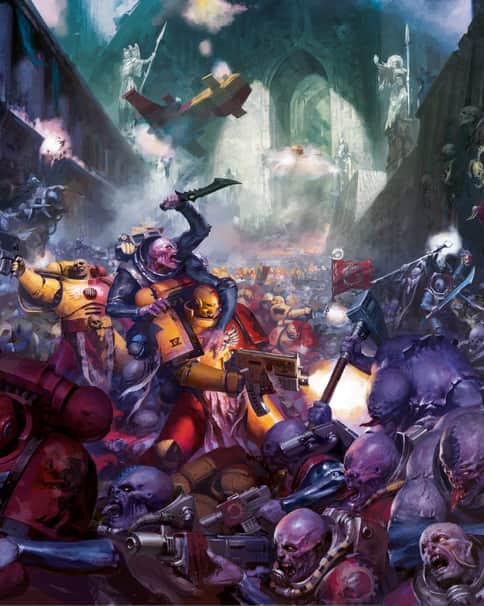 Genestealer Cult vs Space Marines by Unknown Artists