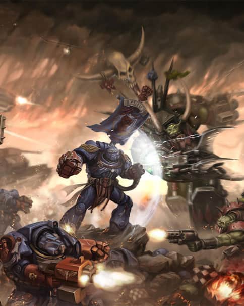 Crimson Fists vs Orks by Leos Ng Okita 