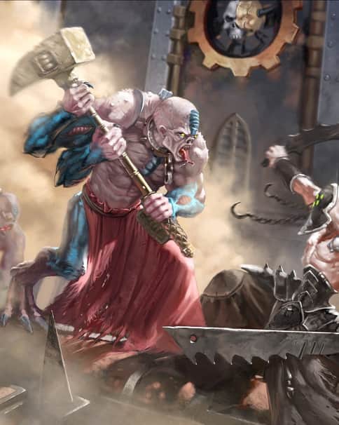 Dark Eldar vs Genestealer Cult by Unknown Artists