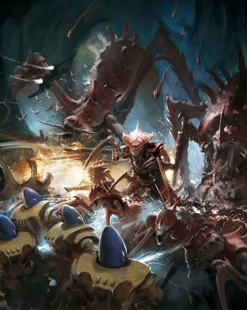 Iyanden Eldar vs Kraken Hive Fleet by Unknown Artists