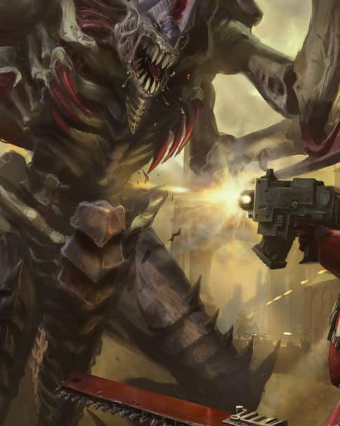 Space Marine vs. Hive Tyrant by Unknown Artists