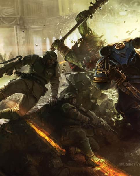 Space Marines and Imperial Guard vs Orks by Stefan Kopinski 