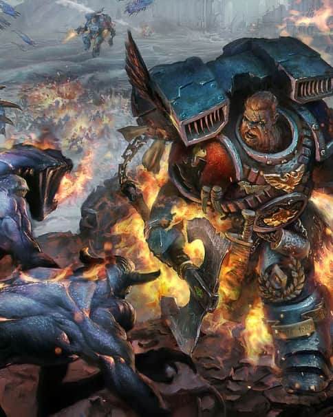 Space Wolves vs Demons by Games Workshop Artists