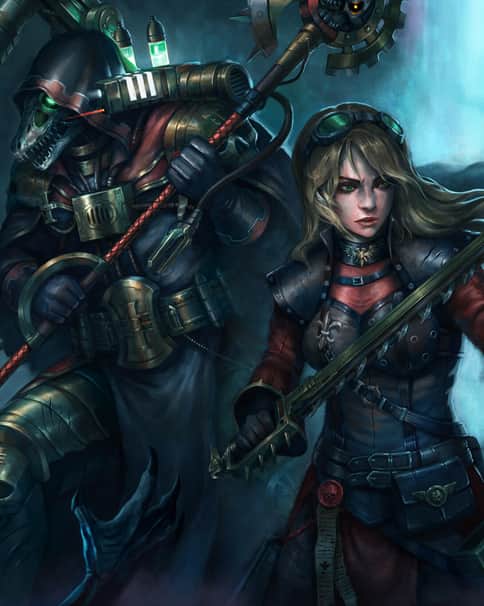 Tech-Priest Inquisitor Remleiz and Acolyte Naerina by L J Koh Tech-Priest Inquisitor Remleiz and Acolyte Naerina by L J Koh