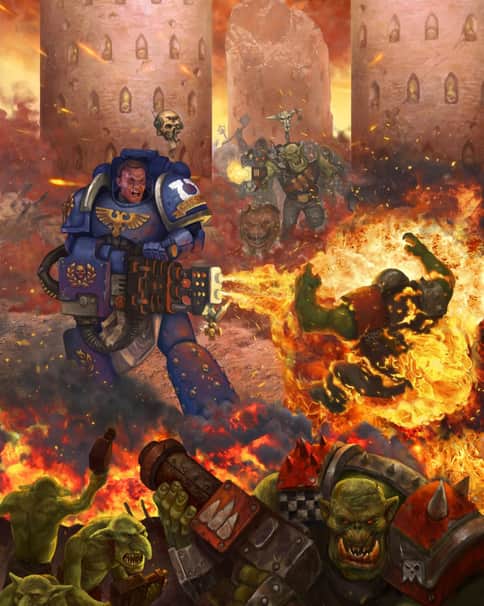 Ultramarine vs Greenskins by Nick Chamagua 