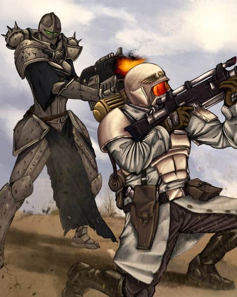 Battle Sister and Guardsman by Yuri Melentev 