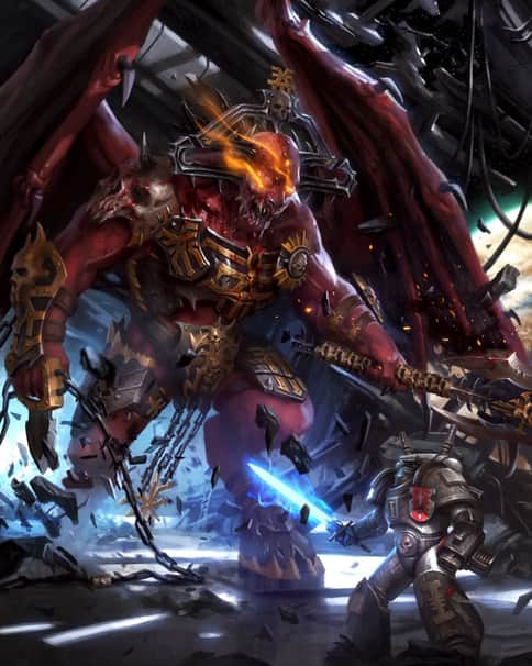 Bloodthirster vs Grey Knights by Mike Lim 