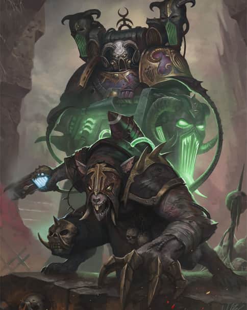 Khornate Skaven Raptor and Kakophoni by L J Koh 