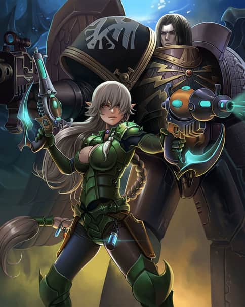 Raven Guard and Eldar by Yinan Cui 
