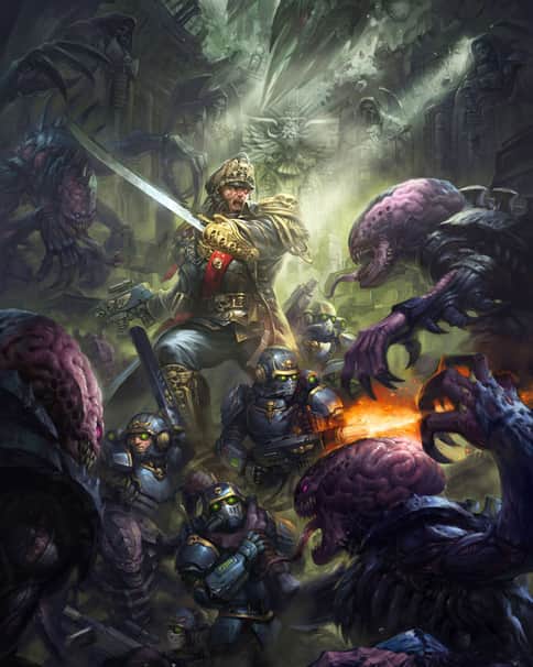 Commissar Vs Genestealers by Zheng Wei 