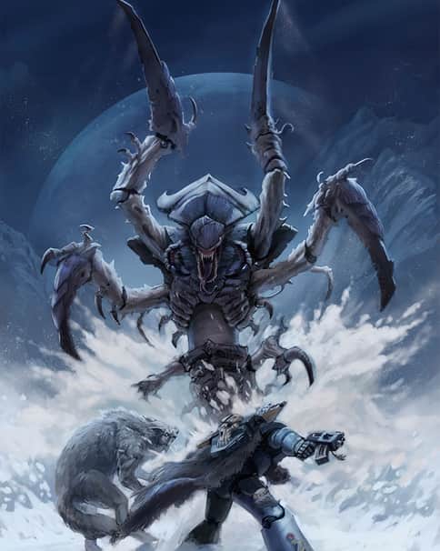 Space Wolf vs Tyranids by Denis Petrov 