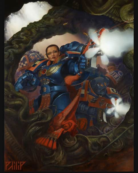 Female Space Marine by Philip Sibbering 