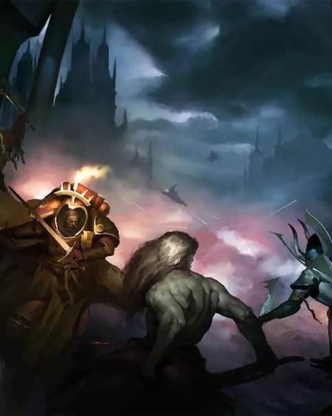 Space Marines vs Dark Eldar by Michele Boceda 
