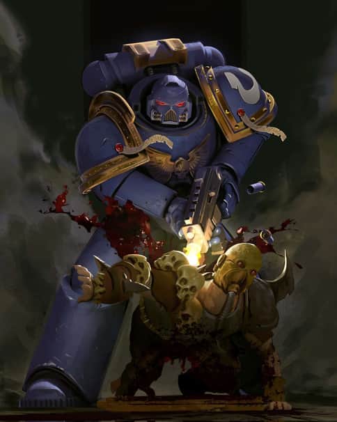 Ultramarine vs Chaos Cultist by Sammy Khalid 