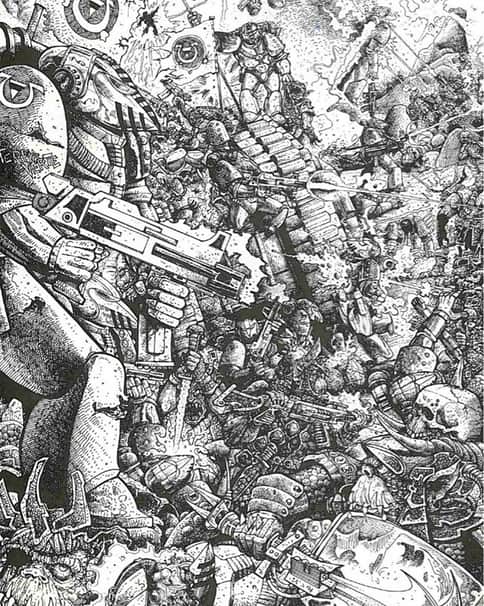 Ultramarines vs Orks by Russ Nicholson