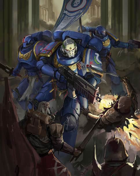 Space Marines vs Chaos Cultists by Hwong Ping Tim 