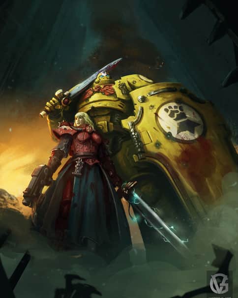 Imperial Fist and Battle Sister by Victor G. Art 