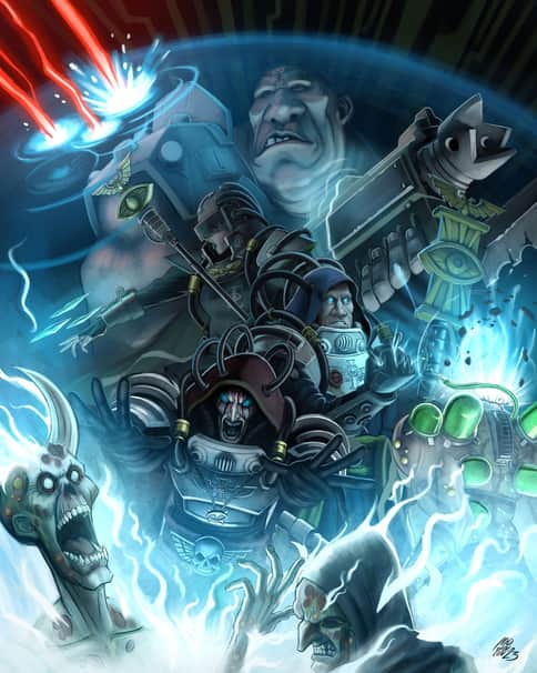Three Psykers and a Ogryn by Cristian García 