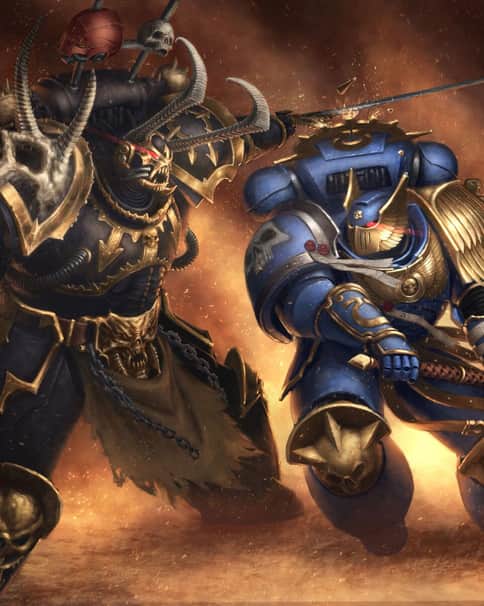 Ultramarines Champion vs Chaos Lord by Daniel Rosa Tauroni 