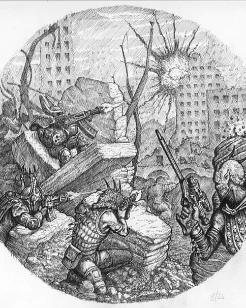 Chaos Cultists by Tony Ackland 