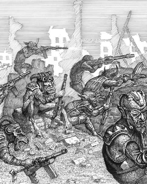 Khorne Beastmen by Tony Ackland 