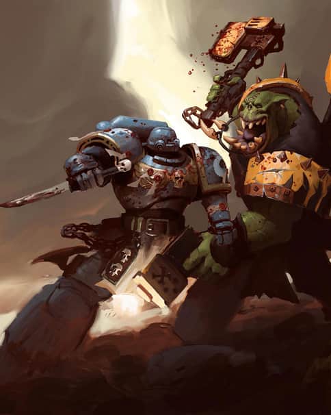 Marine vs Ork by Edward Delandre 