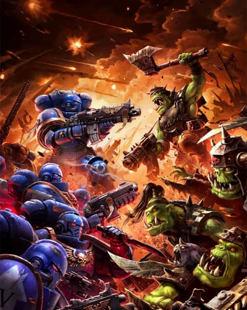 Ork Boyz vs Ultramarines by Raymond Swanland 
