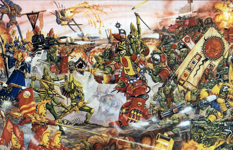 Eldar vs Orks by David Gallagher 