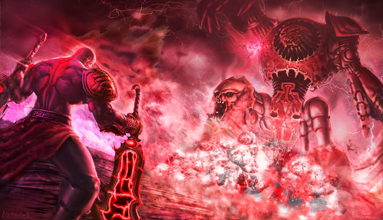 Kratos vs Chaos Titan by ListenerKz